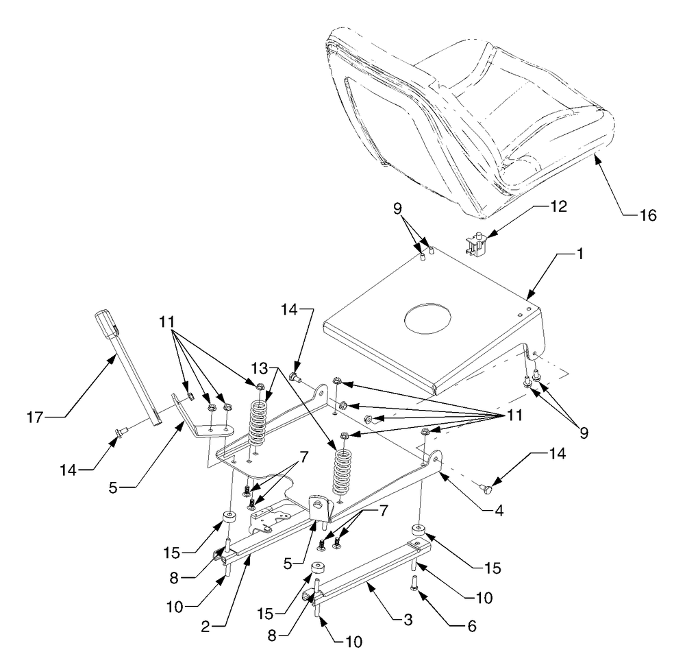 Seat Assembly Diagram and Parts List for 6284 54AD64H710-54AT64H710-54BD64H710-54BT64H710 Cub Cadet Lawn Tractor